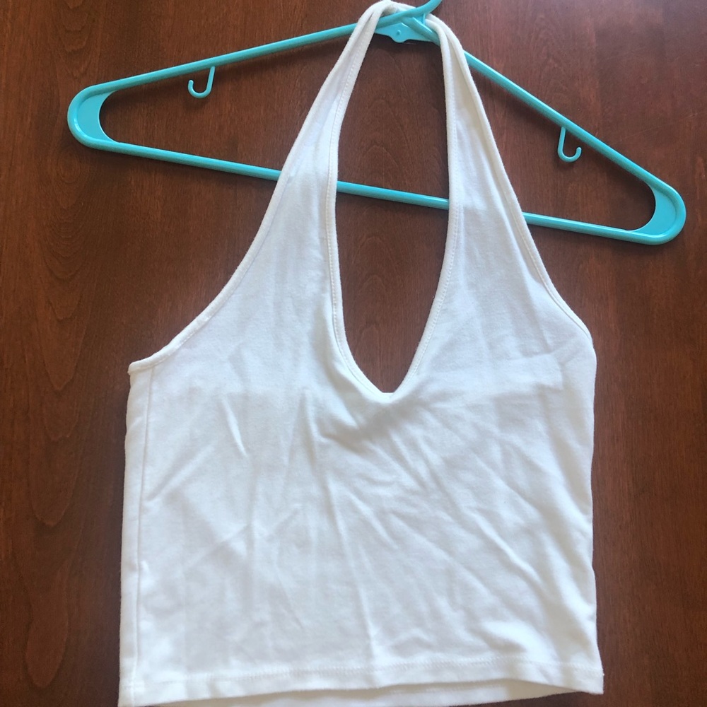 Brandy Melville White Halter Crop Top
